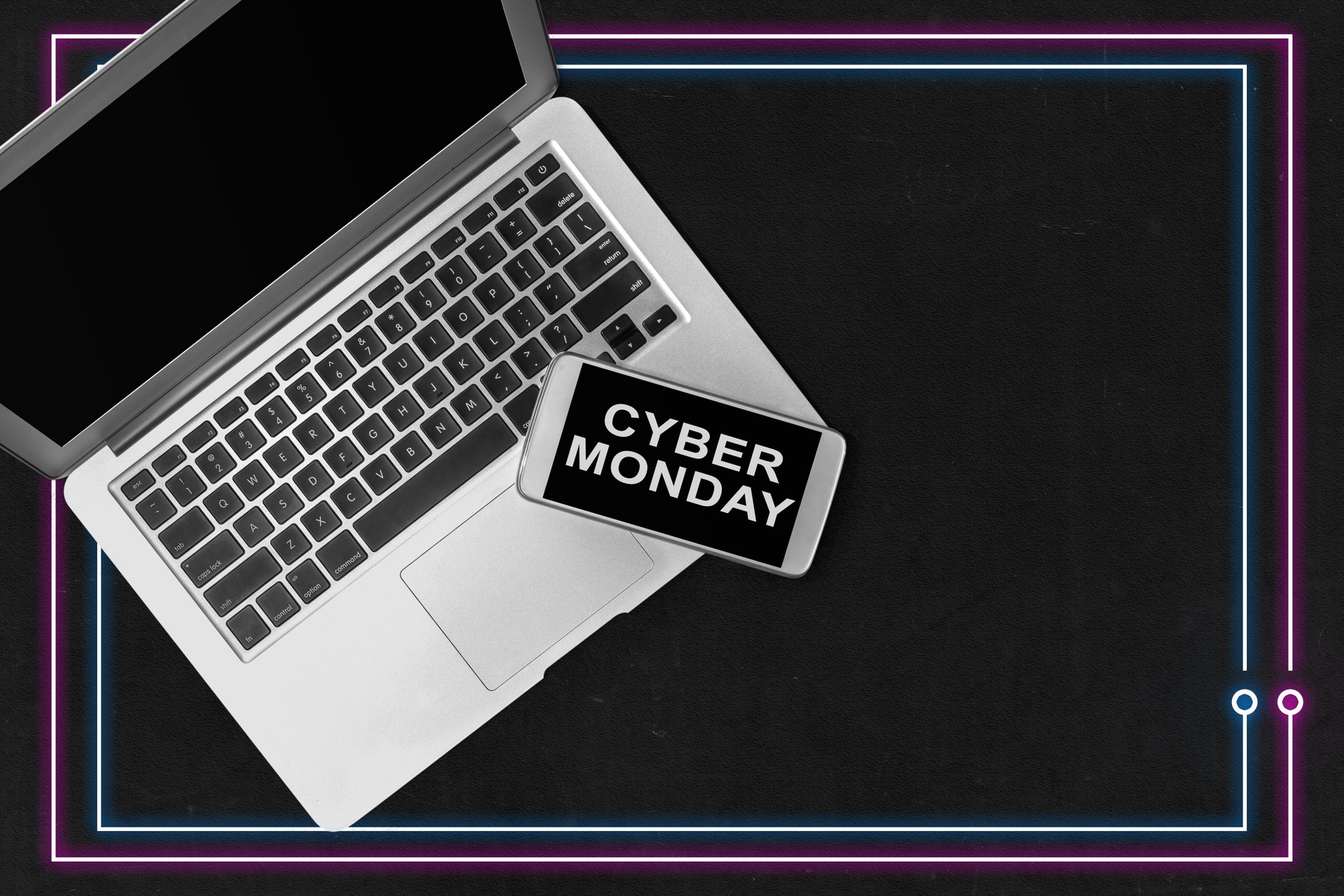 Cyber Monday advert on the mobile phone screen